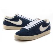 Soldes Chaussure Basket Nike Blazer Cuir Low Pour Homme en Bleu